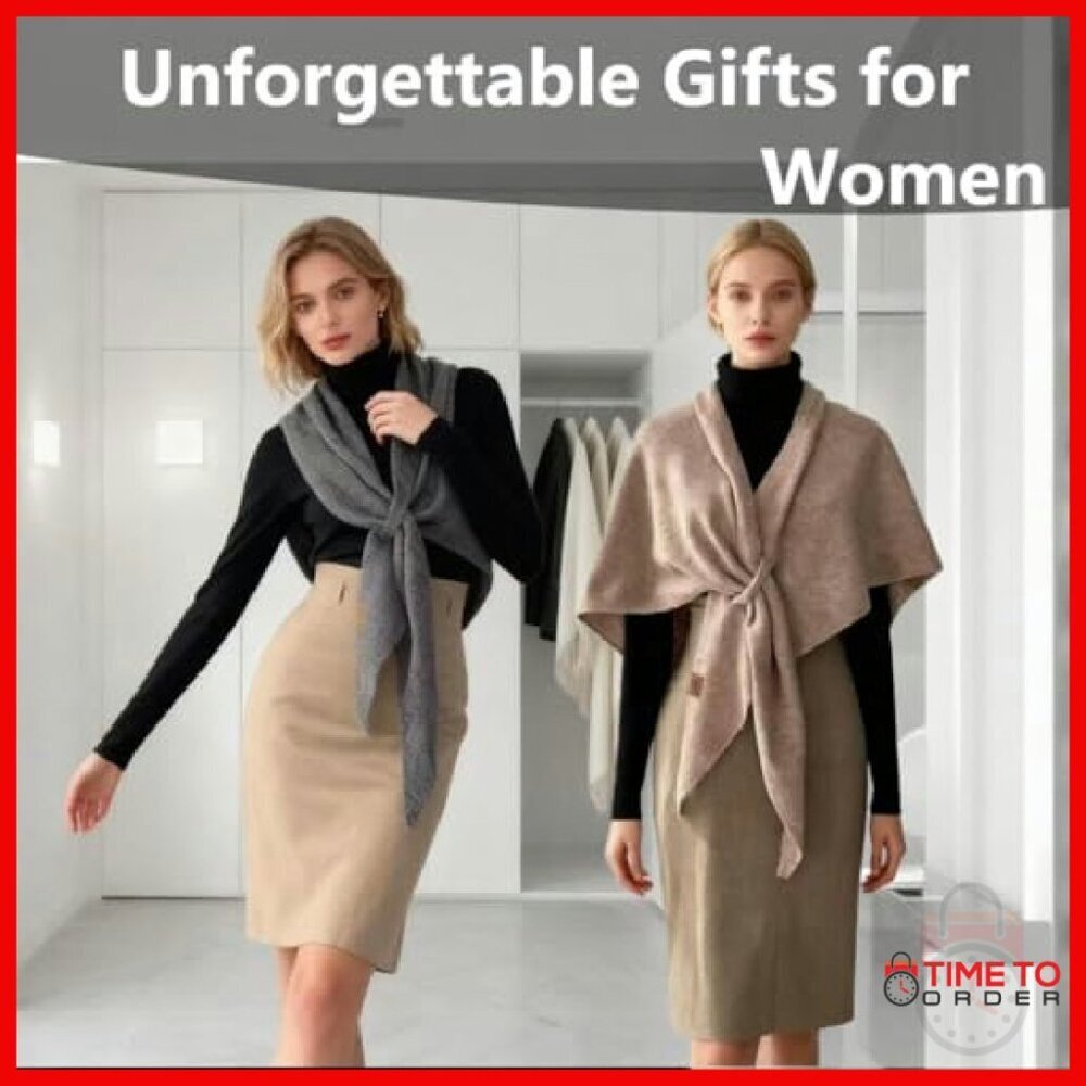 Premium Wool Blend Knit Shawl Wrap Cape Scarf 75x50 Inches - Picture 7 of 7